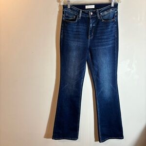 VERVET Sz 29 Dark Wash Slight Mini Boot Cut Distressed Wiskering High Rise Jeans